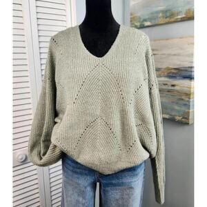 Pinque Large Chenille Sweater Sage Criss Cross Back